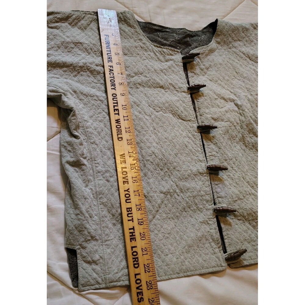 Artisan Reversible Quilted Jacket Wooden Toggle Button Openwork Seam Top L XL - Picture 4 of 16